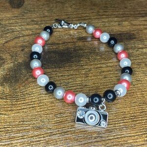 Beaded Bracelet with Camera Charm